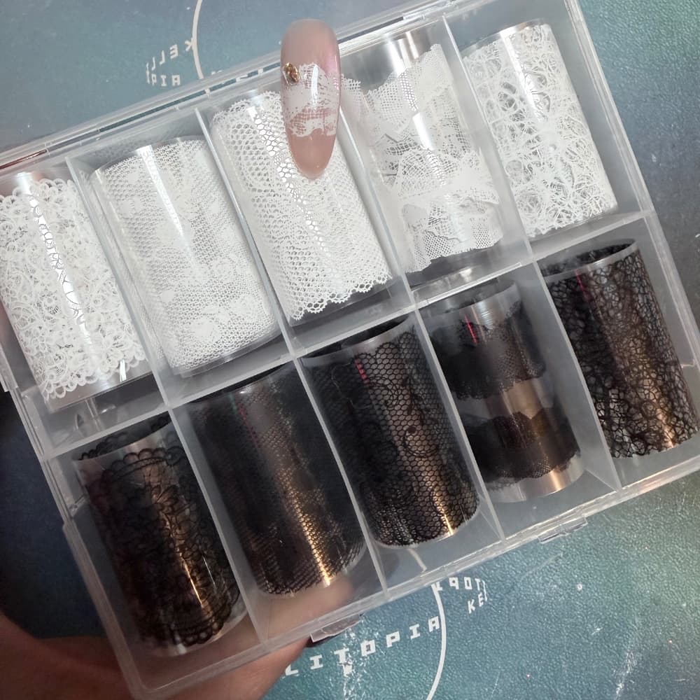 新品 黑白蕾絲破洞紋路